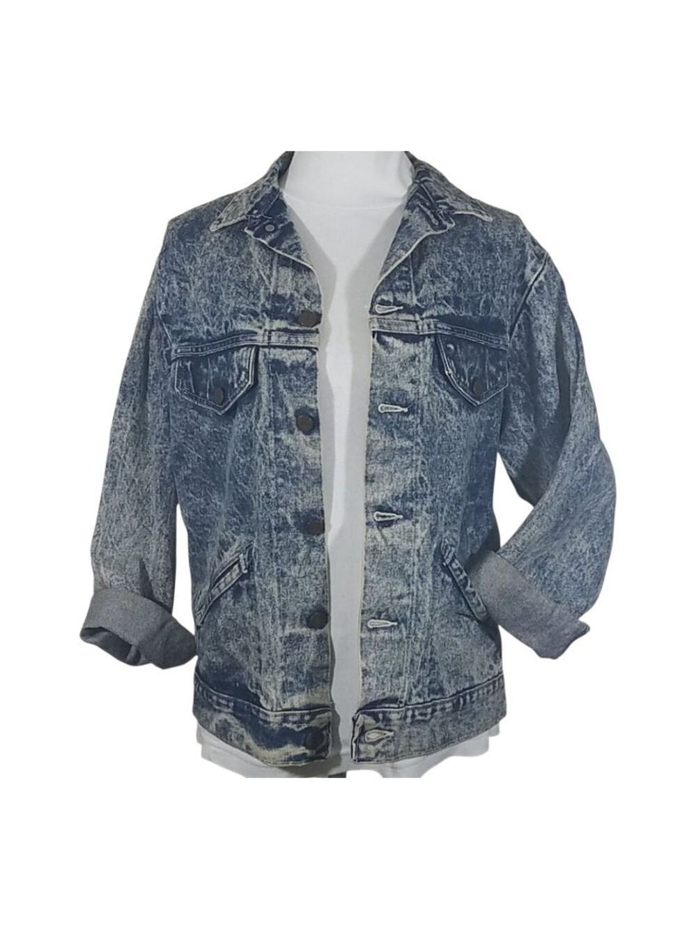 No Excuses Blue Acid Wash Denim Jacket Women's S